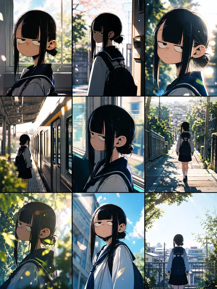 Anime School Commute Storyboard Grid reference