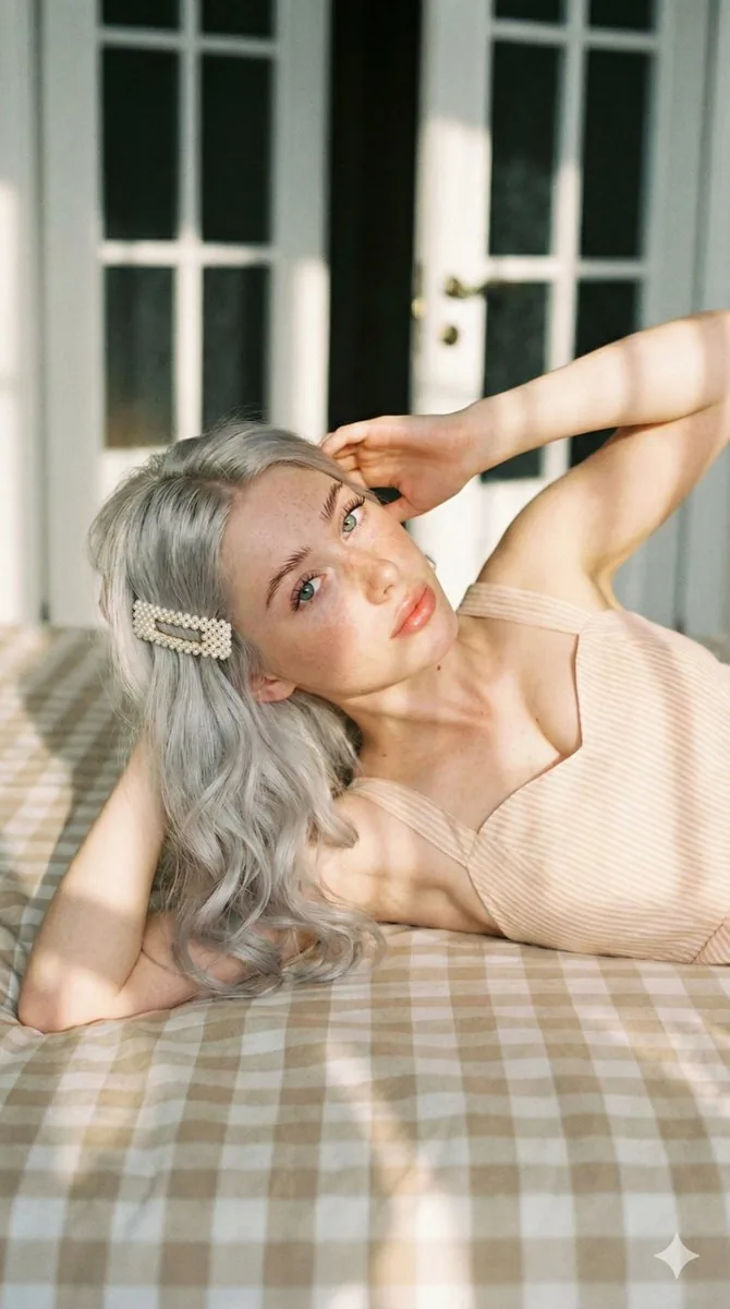 Ultra Photorealistic Portrait of a Young Woman Lying Down - Nano Banana Pro AI Prompt for Social Media Post reference