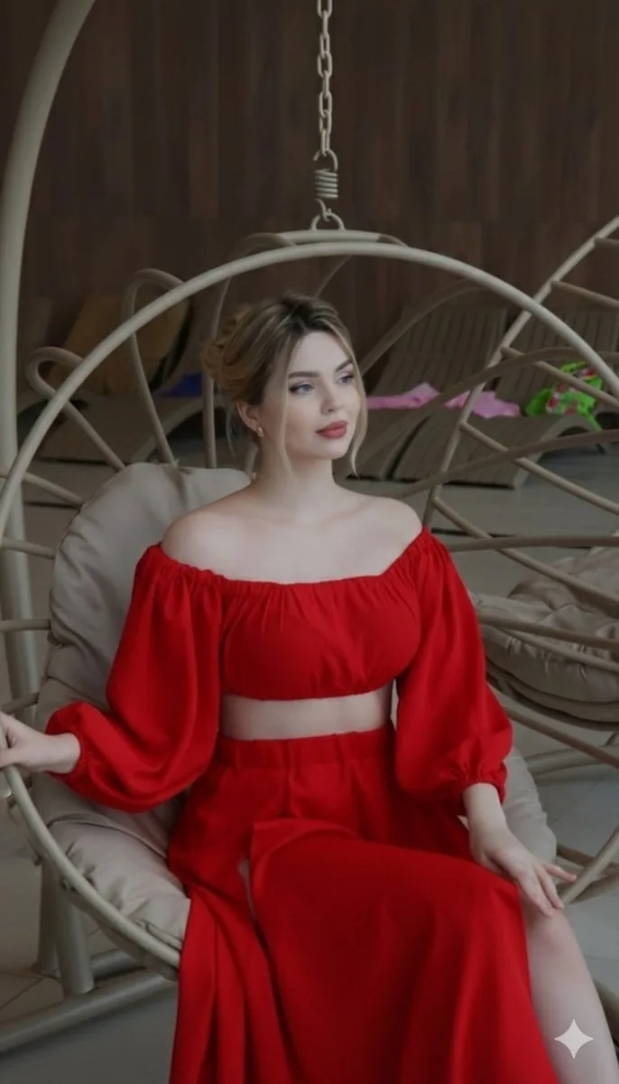 Crimson Red Fashion Editorial in Rattan Chair - Nano Banana Pro AI Prompt for Social Media Post reference