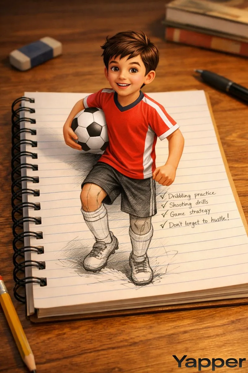 Creative 3D Illusion Artwork of a Boy Stepping Out of a Notebook reference