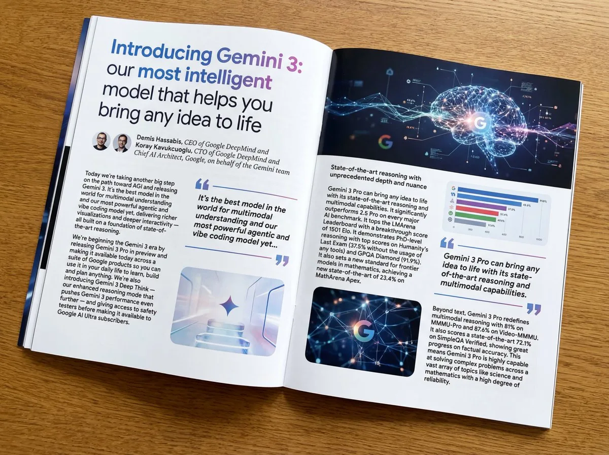 Glossy magazine article layout from long text reference
