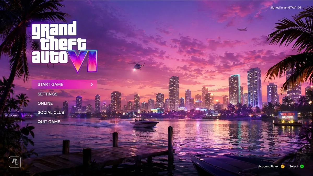 Vice City Sunset Game Menu Mockup reference