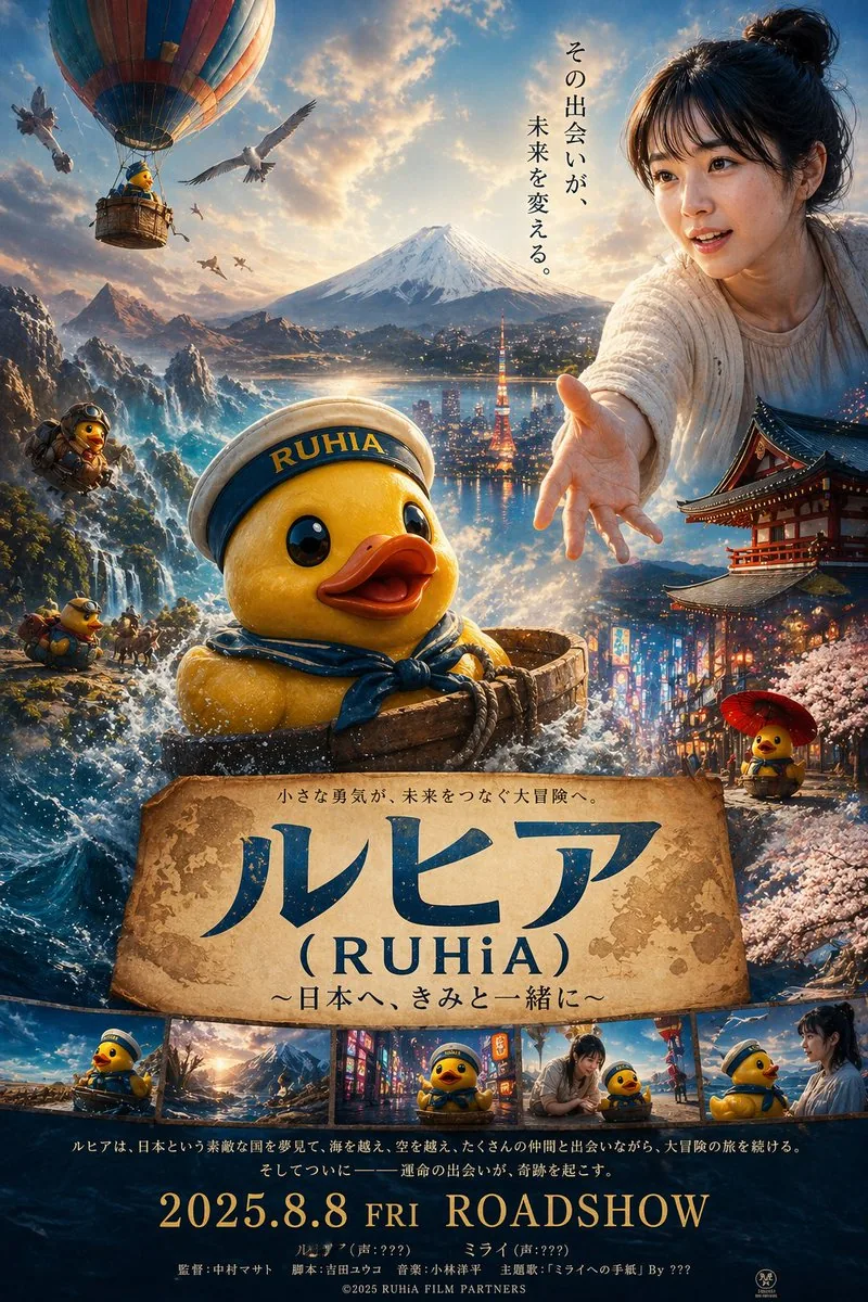 Rubber duck adventure movie poster prompt reference