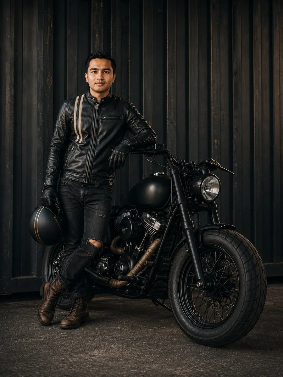 Cinematic Male Rider Portrait reference