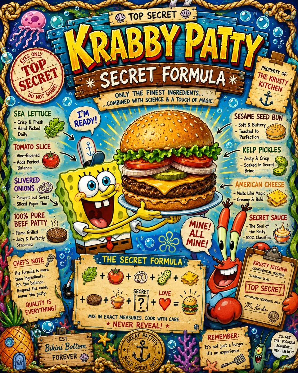 Krabby Patty Secret Formula Graphic reference
