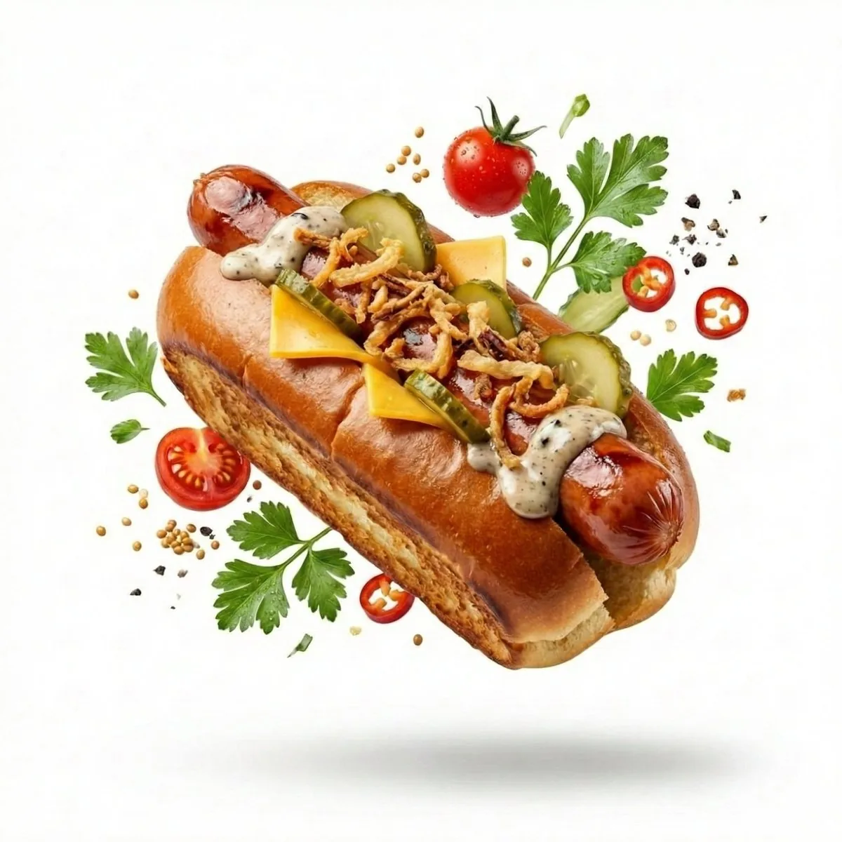High-End Commercial Food Levitation Photography Prompt - Nano Banana Pro AI Prompt for Product Marketing reference
