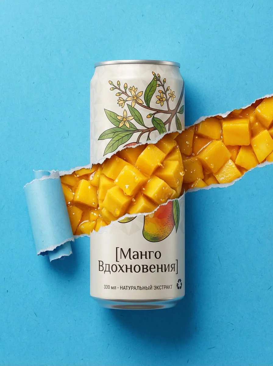 Ripped Paper Effect Beverage Can Mockups - Nano Banana Pro AI Prompt for Product Marketing reference