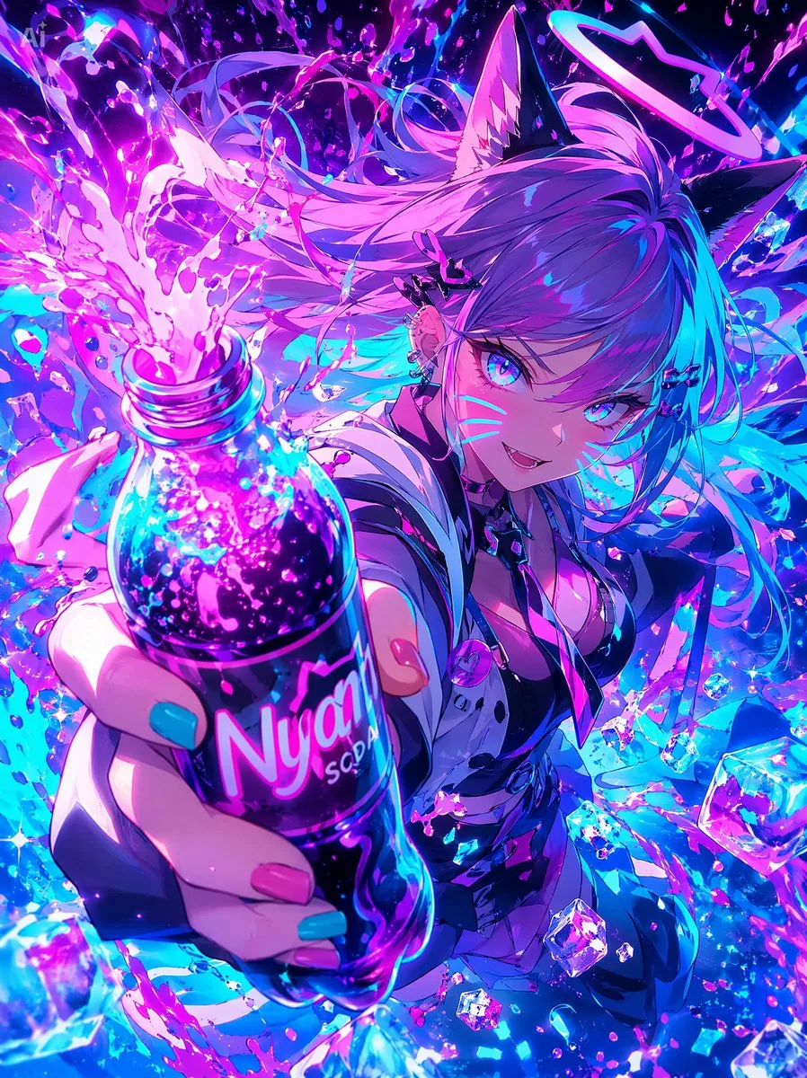 Neon Catgirl Soda Burst reference