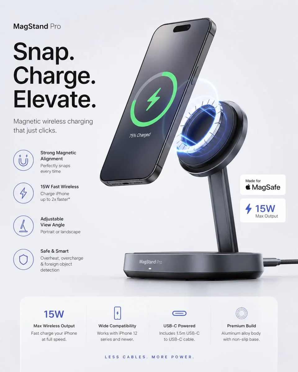 Minimalist Tech Accessory Advertisement reference