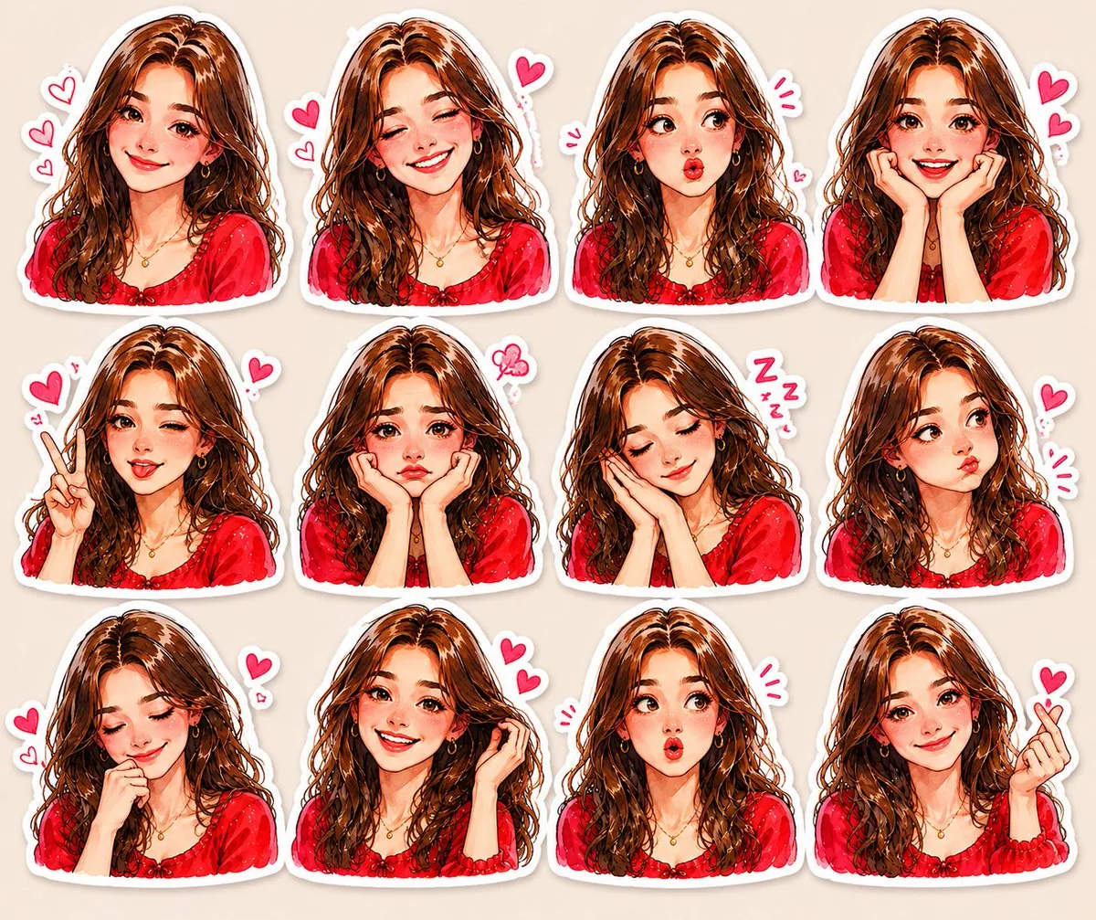 Kawaii Anime Sticker Sheet reference