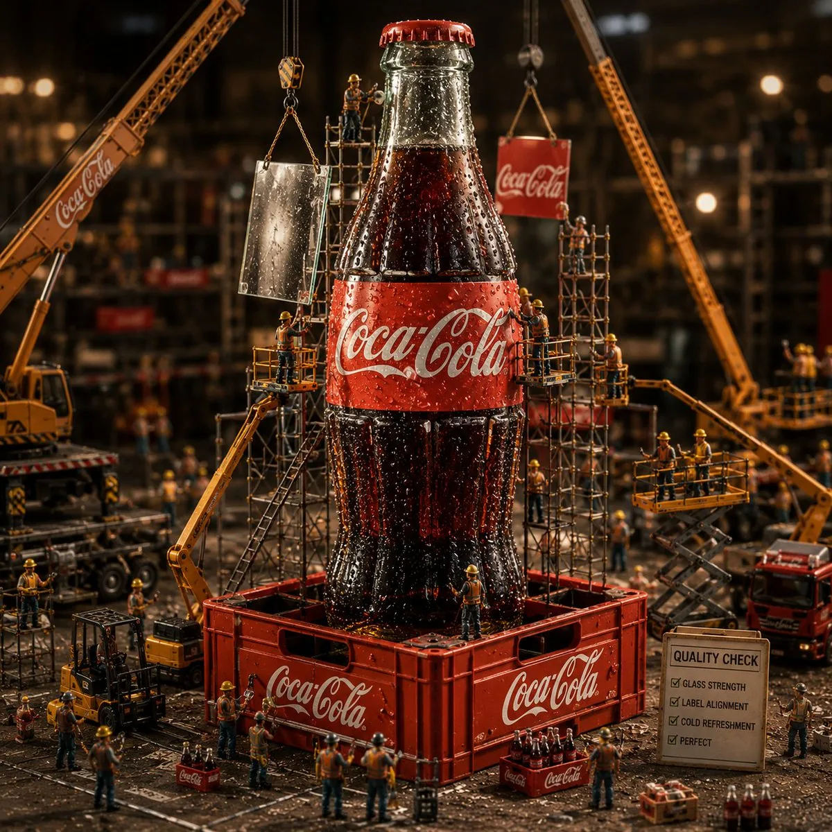 Coca-Cola Bottle Construction Macro Scene reference