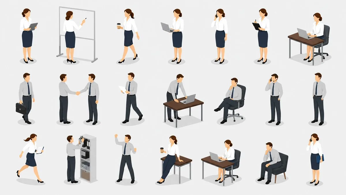 Isometric Business People Asset Sheet reference