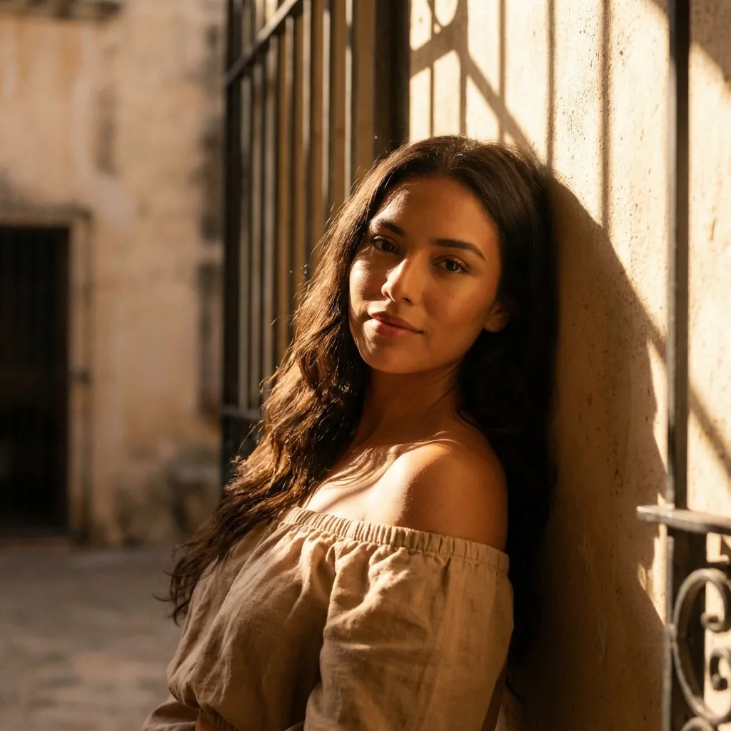 Cinematic Latina Portrait with Volumetric Light - Nano Banana Pro AI Prompt for Social Media Post reference