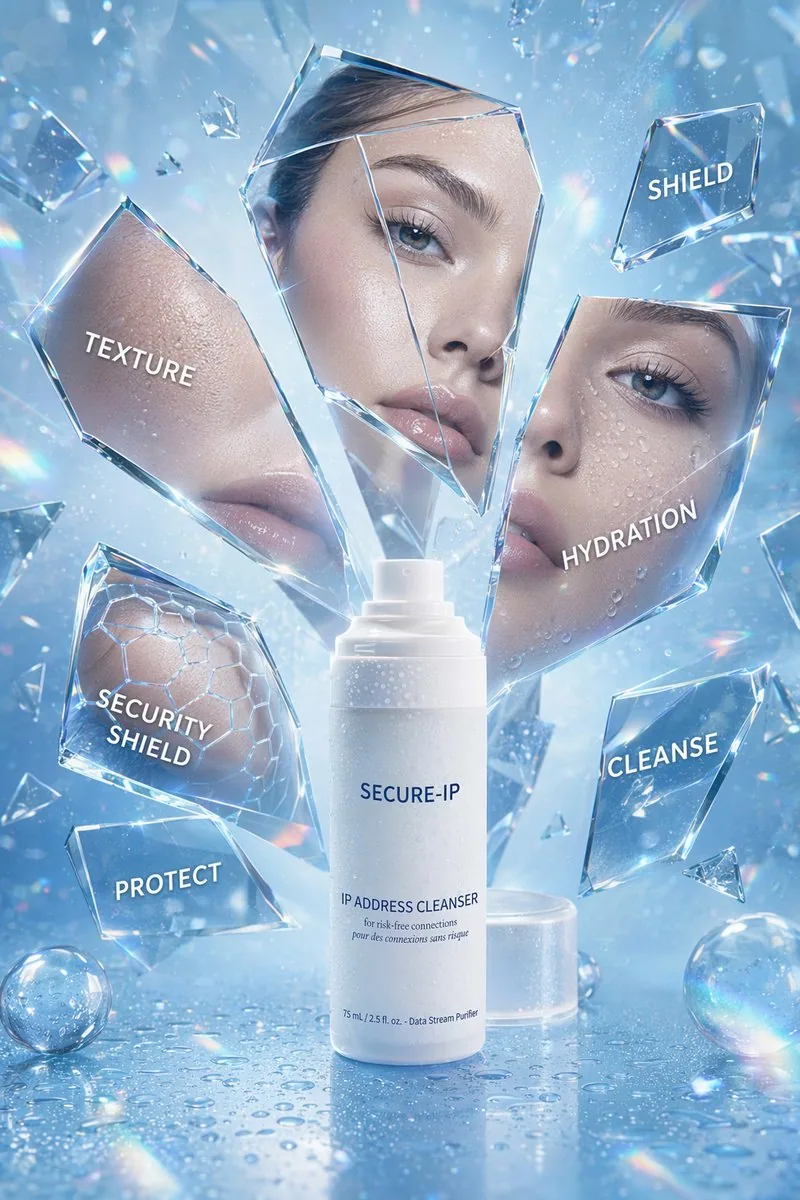 Futuristic Cyber Skincare Product Ad reference