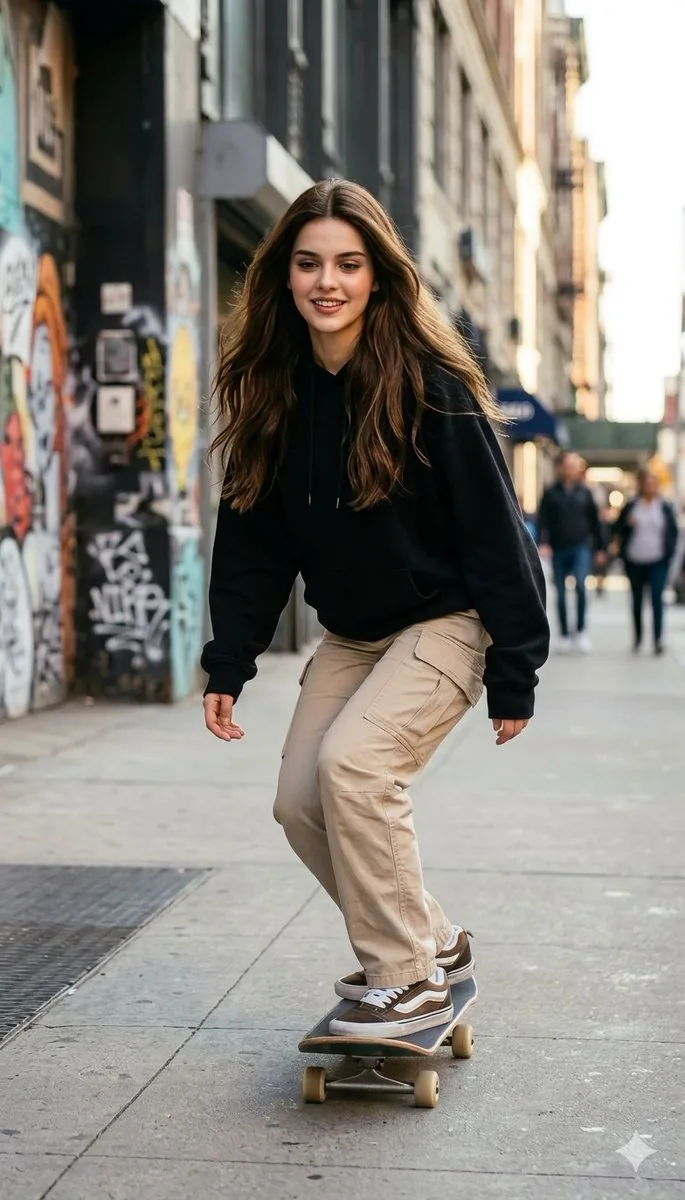 Photorealistic Skateboarder Street Photo reference