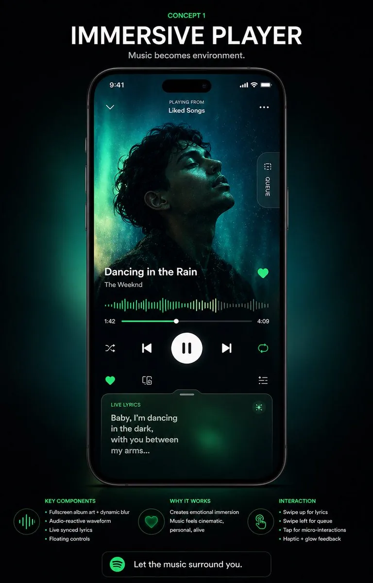 Immersive Music Player UI Poster reference