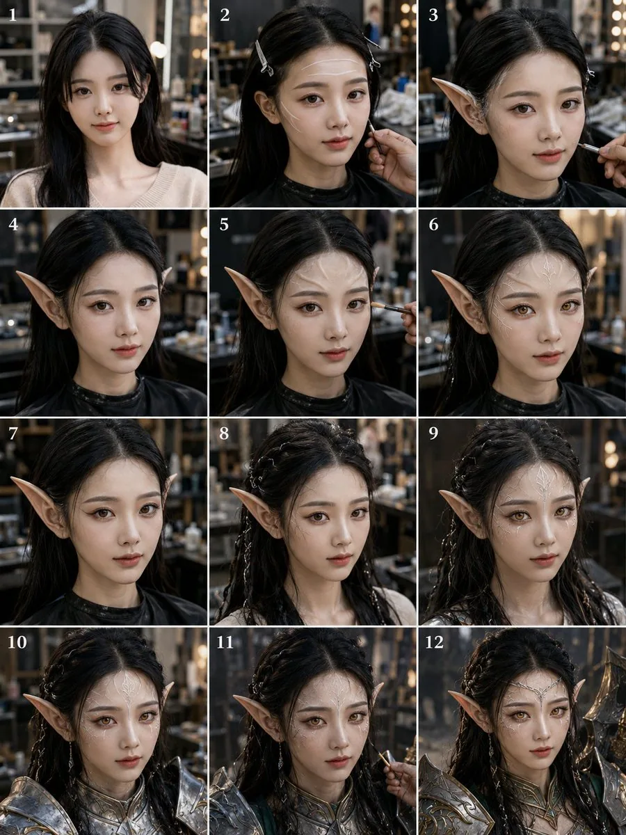 Elf Warrior Transformation Collage reference