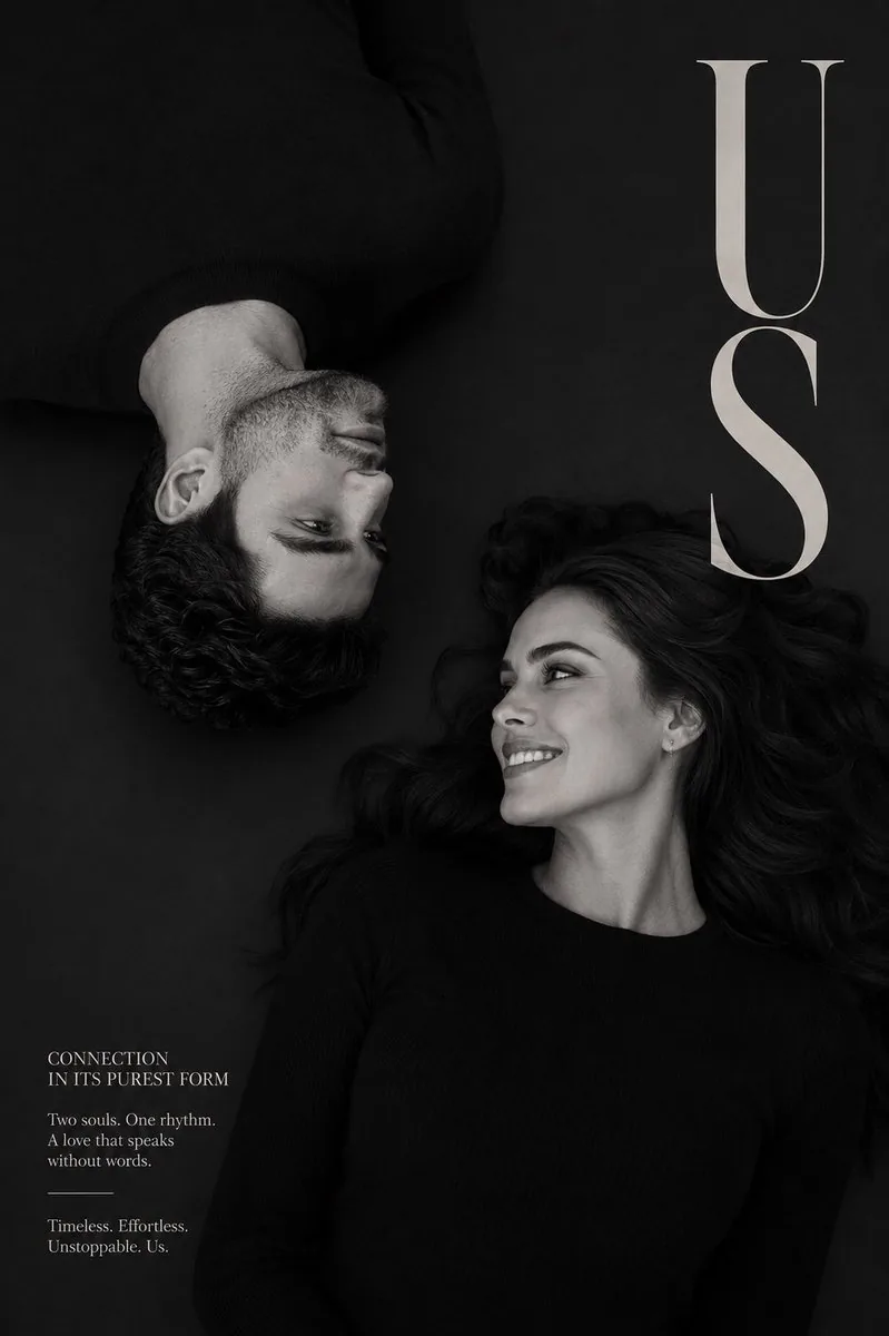 Luxury B&W Overhead Editorial Portrait reference