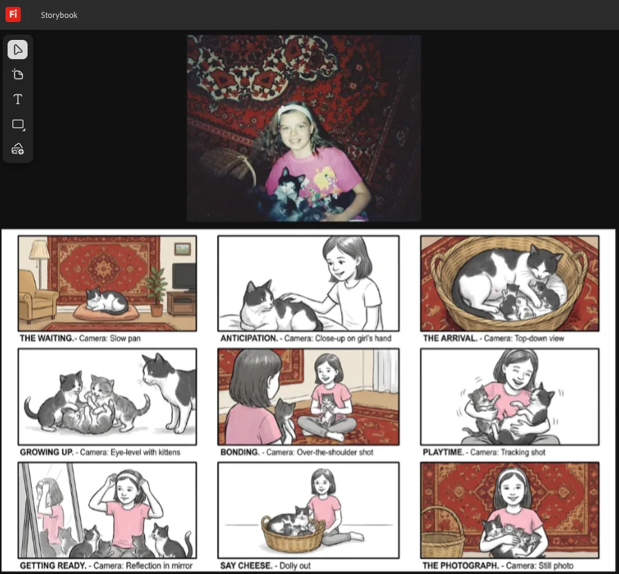 Storyboard from childhood photo reference