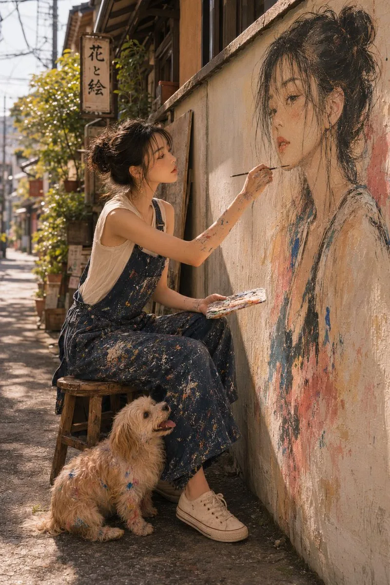 Realistic Outdoor Artist Portrait reference
