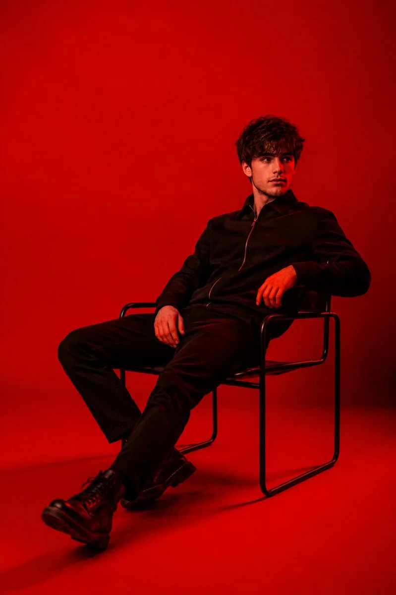 Red Light Minimalist Studio Portrait reference