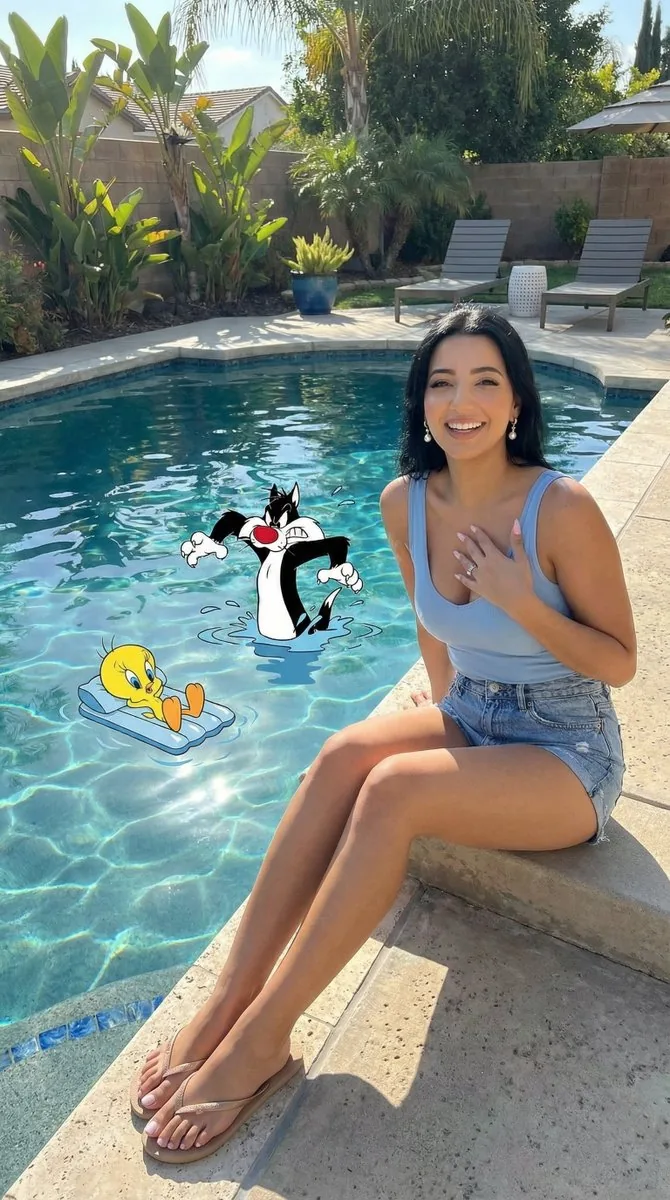 Looney Tunes Poolside Scene Prompt reference