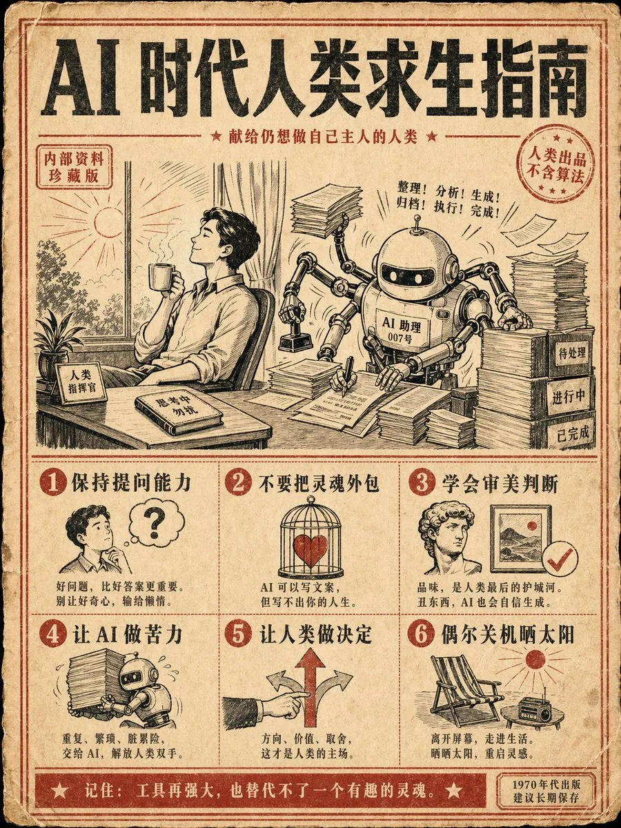 Retro AI Survival Guide Poster reference