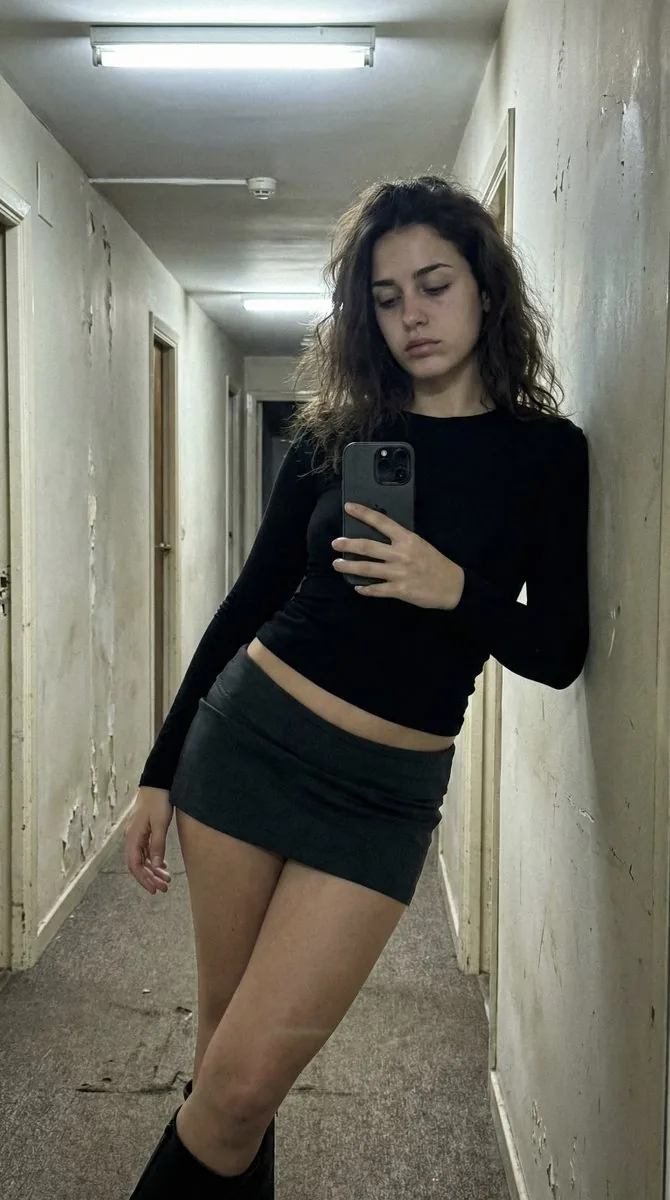 Ultra Photorealistic iPhone Selfie in an Empty Hallway - Nano Banana Pro AI Prompt for Social Media Post reference