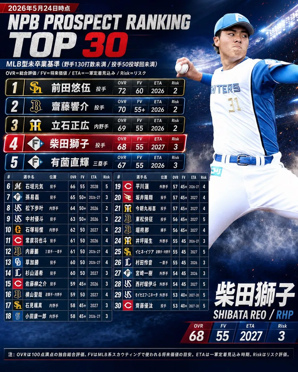 NPB Prospect Ranking Top 30 Graphic reference