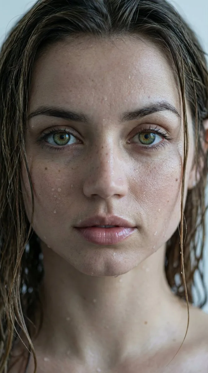 Hyper-Realistic Wet Look Close-Up Portrait - Nano Banana Pro AI Prompt for Social Media Post reference