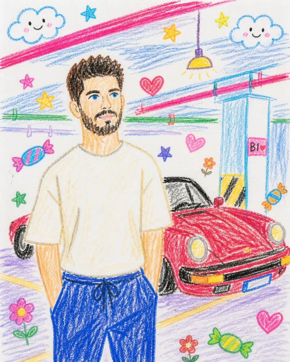 Childlike Crayon Drawing Re-creation reference