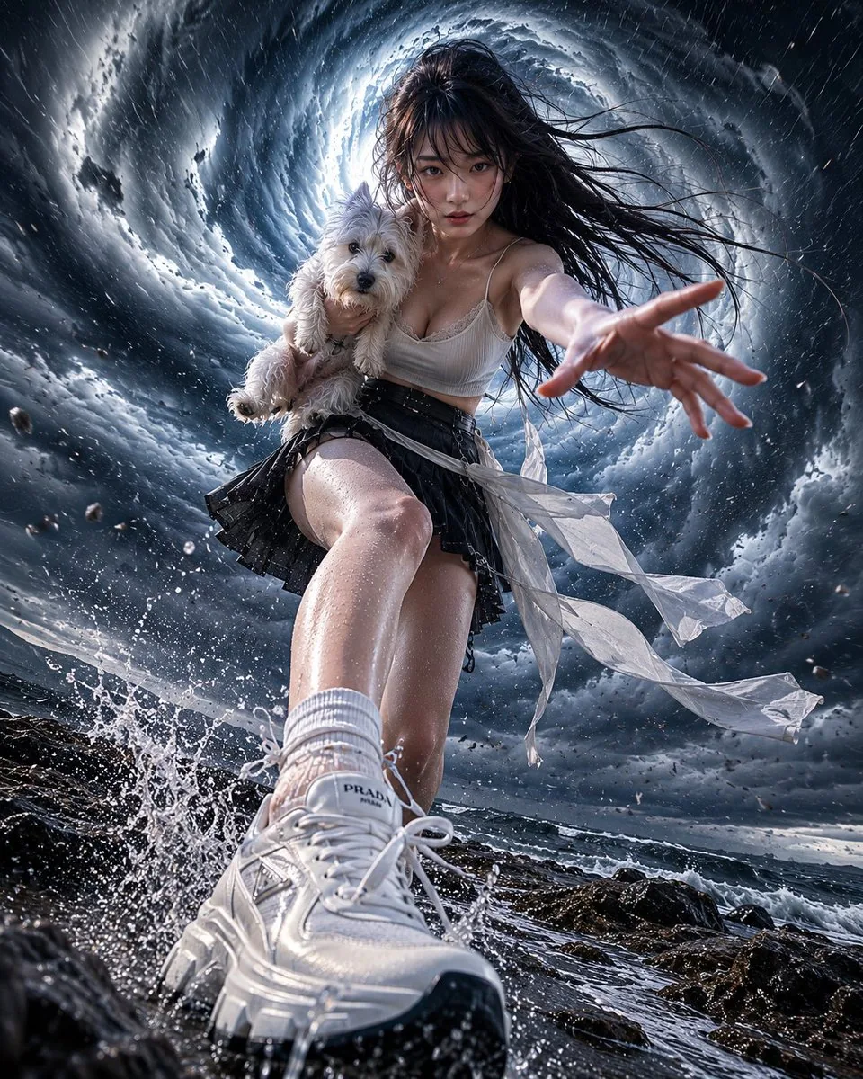 Cinematic Stormy Seaside Portrait reference