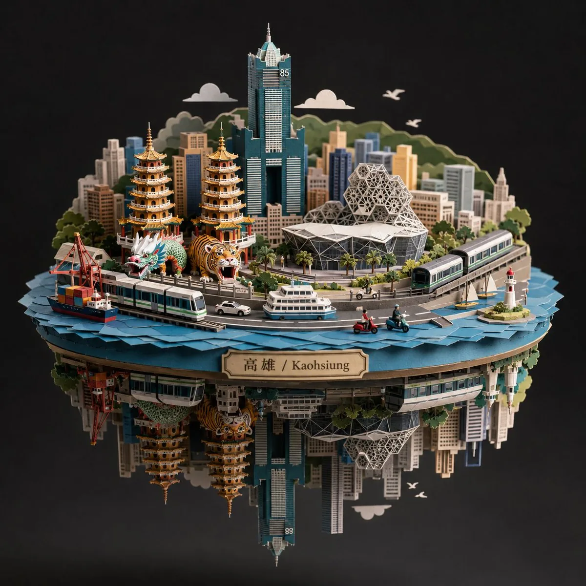 Kaohsiung Spherical Paper City Diorama reference