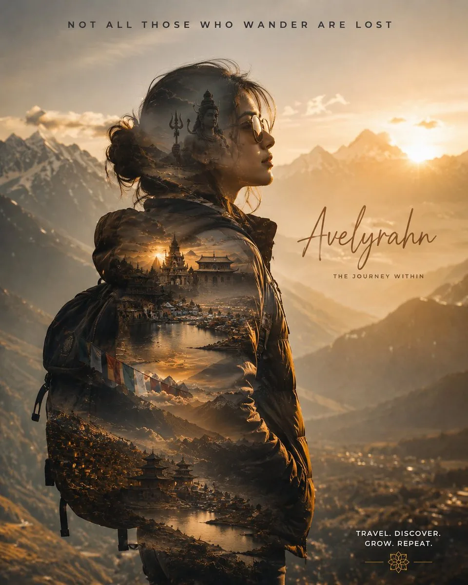Double Exposure Spiritual Travel Poster reference