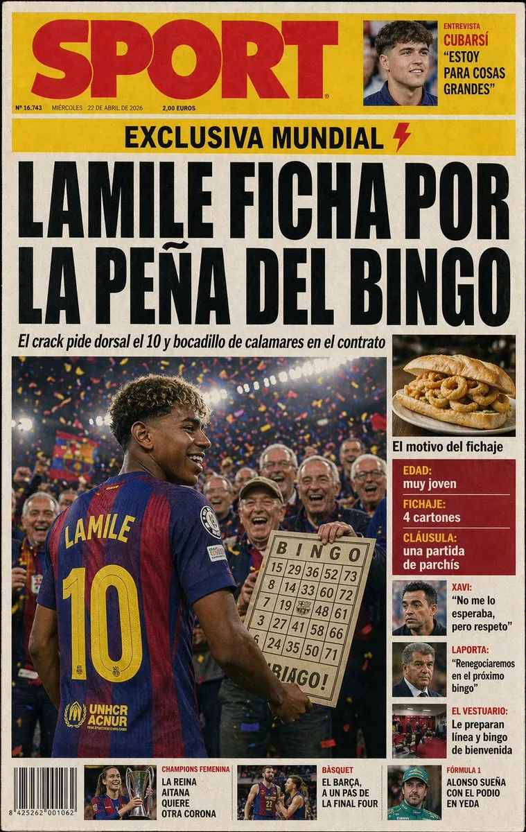 Satirical Spanish Sports Front Page reference