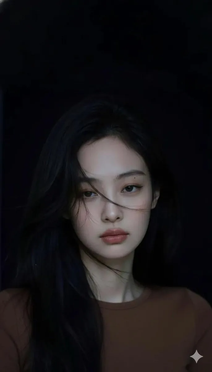 Moody Cinematic Portrait in Brown Top reference