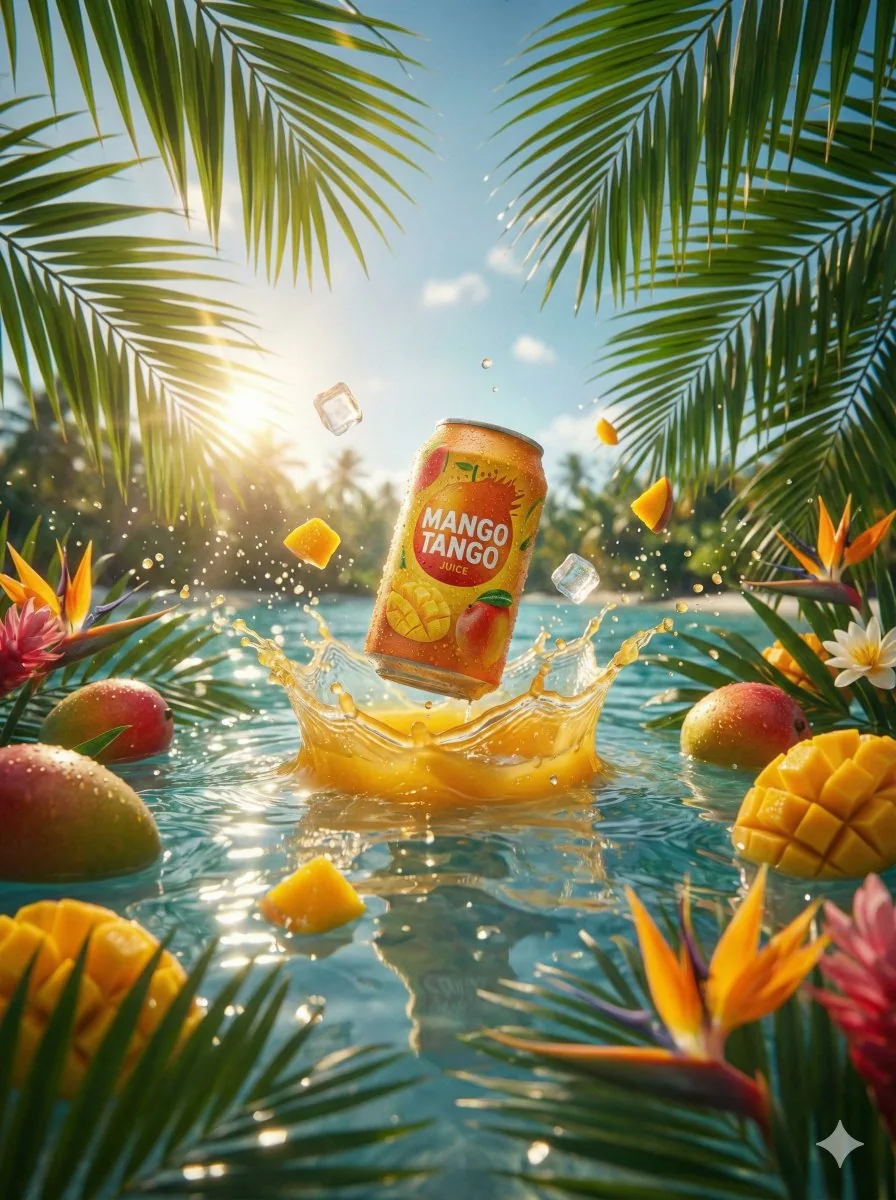 Hyper-Realistic Commercial Beverage Photography Prompt reference