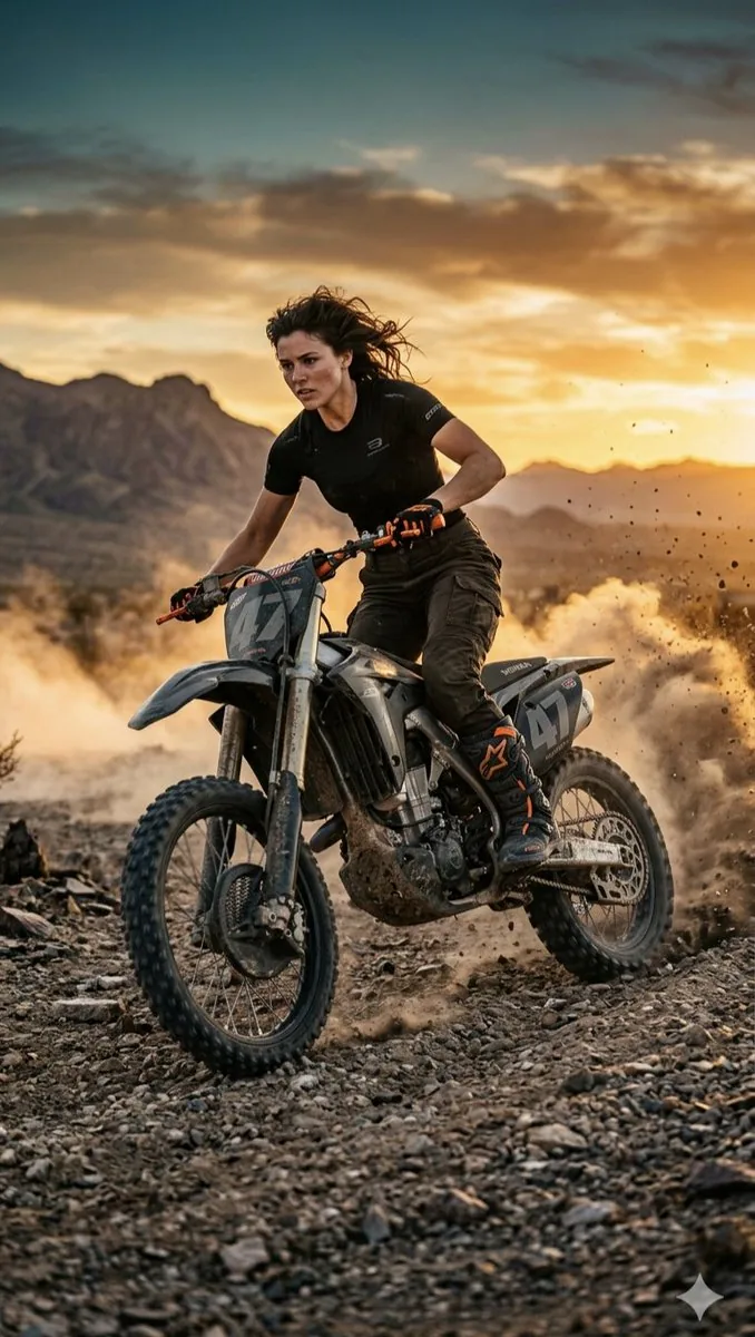Desert Motocross Action Shot - Nano Banana Pro AI Prompt for Poster / Flyer reference