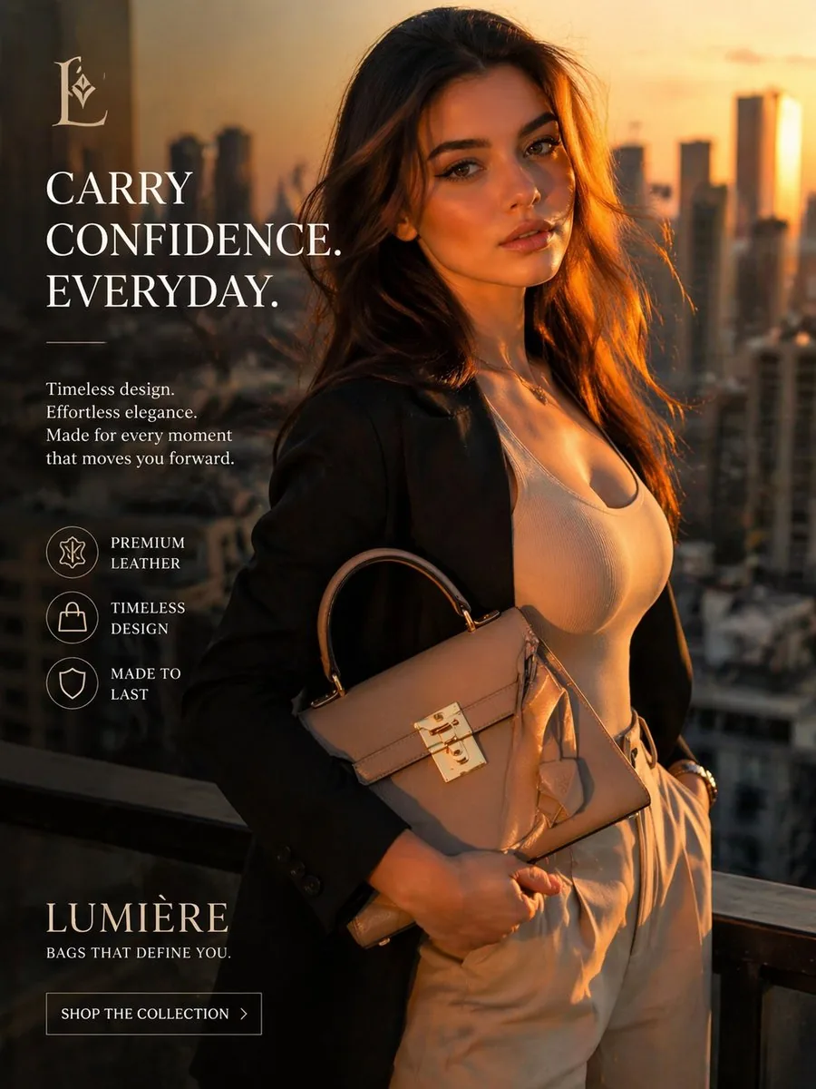 Luxury Handbag Sunset Ad reference