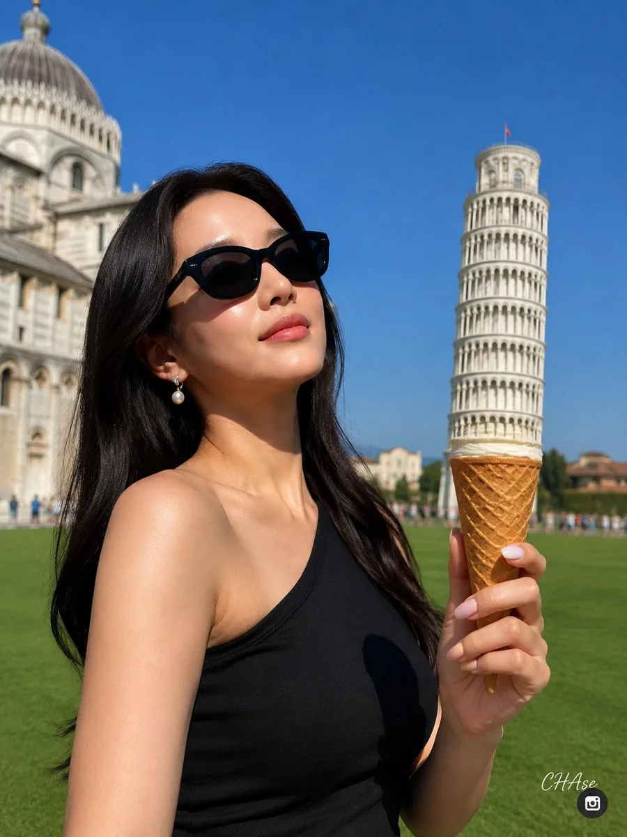 Pisa Tower Ice Cream Perspective Prompt reference