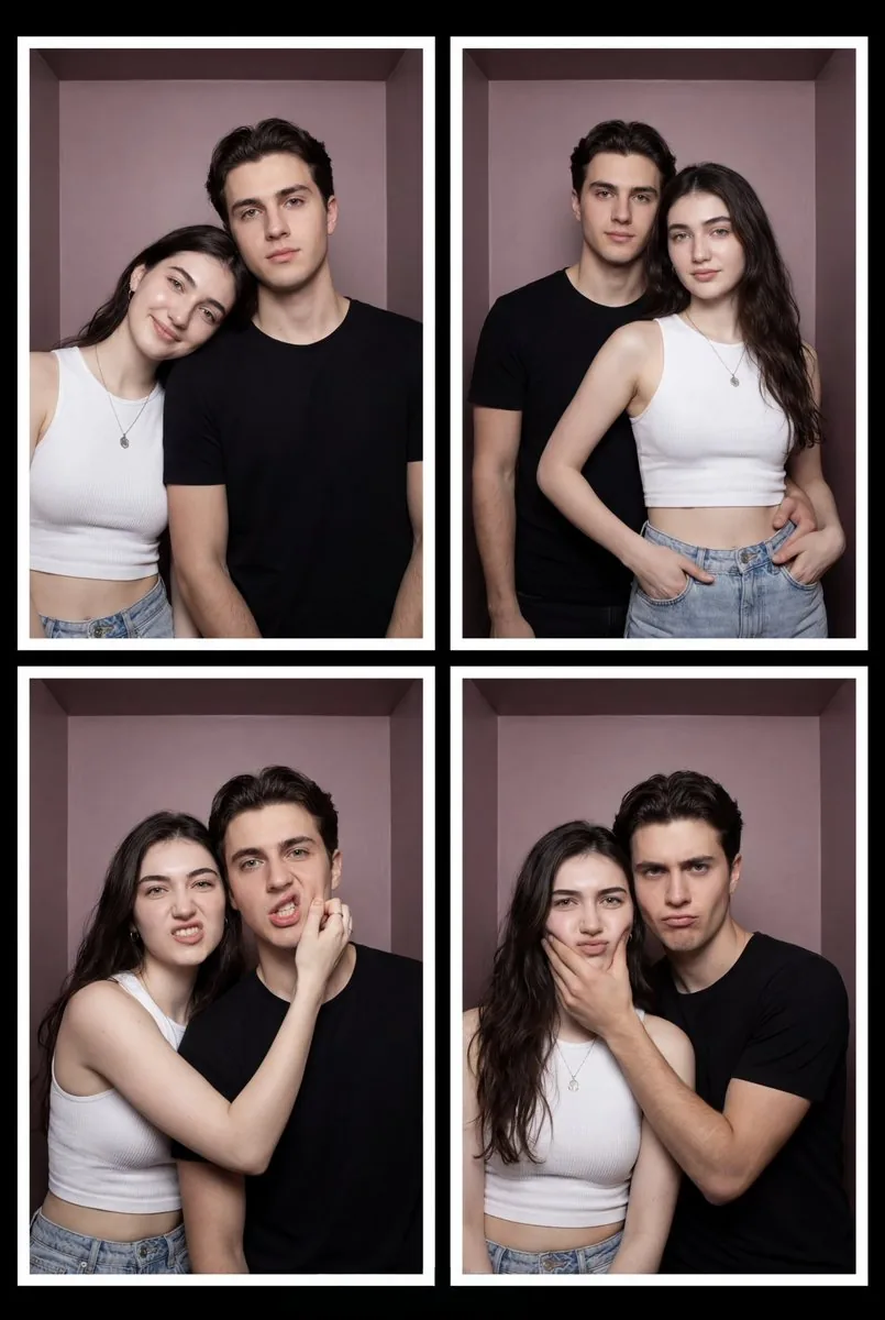 Vintage Photobooth Strip Layout - Nano Banana Pro AI Prompt for Social Media Post reference