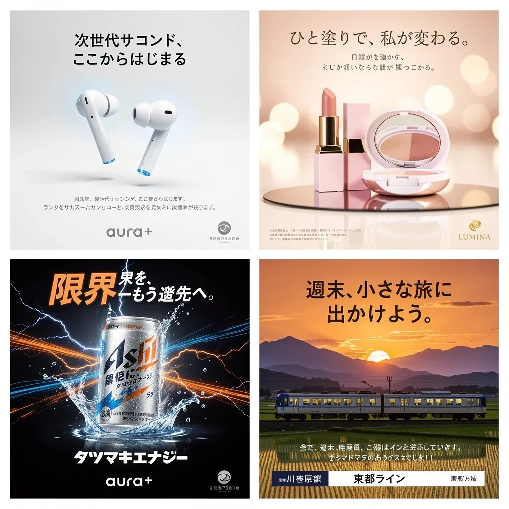 4-Panel Japanese Advertising Concept Grid reference