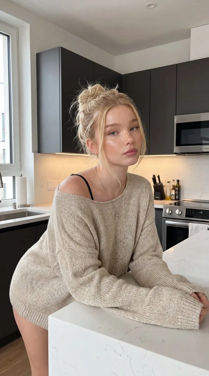 Luxury Kitchen Lifestyle Portrait - Nano Banana Pro AI Prompt for Social Media Post reference