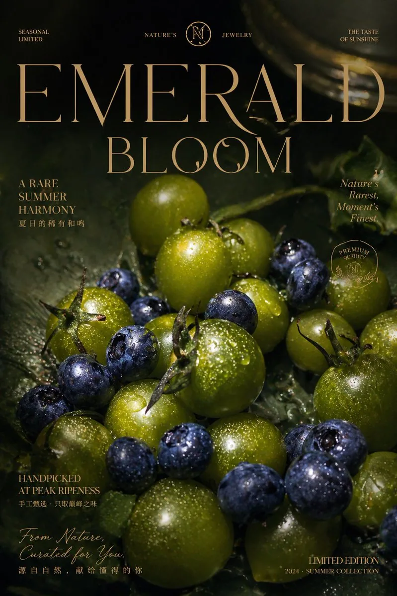Luxury Emerald Bloom Fruit Poster reference