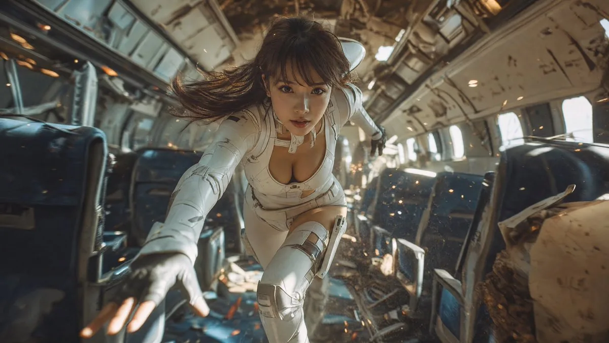 Cinematic Sci-Fi Girl Action Scene reference