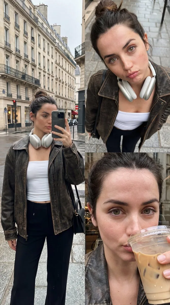 Forensic-Level Digital Twin of Ana de Armas in Triptych - Nano Banana Pro AI Prompt for Social Media Post reference