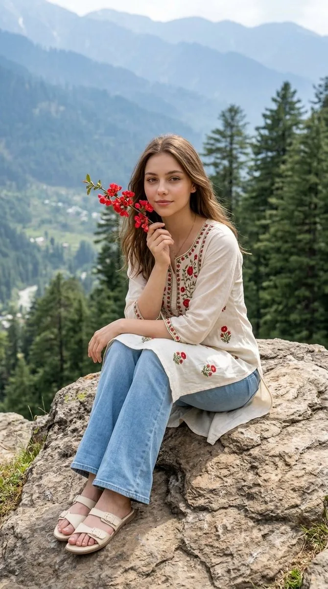 Mountain Viewpoint Fashion Portrait reference