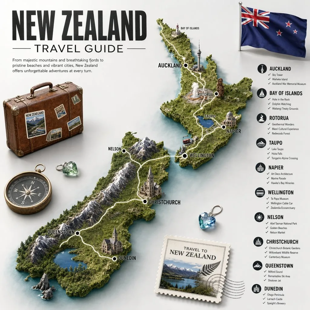 New Zealand Travel Guide Poster reference
