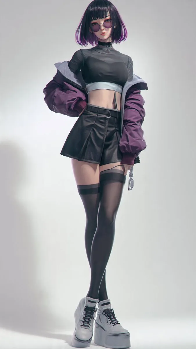 Anime Cyber Streetwear Full-Body Portrait reference