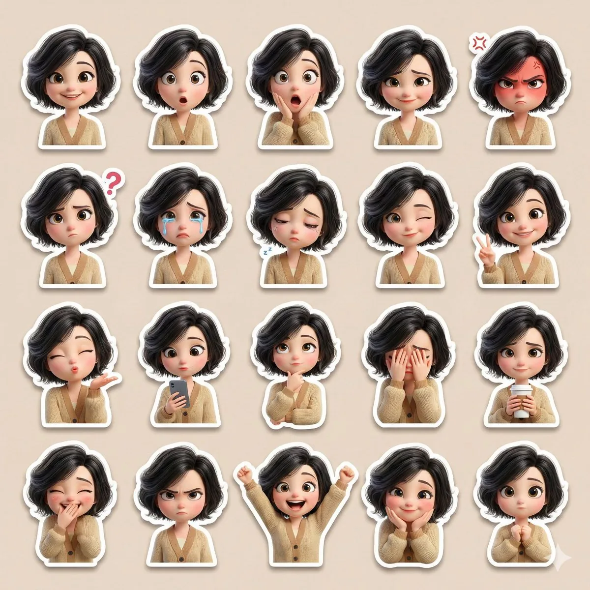 3D Pixar-Style Sticker Pack Generation from Reference Image - Nano Banana Pro AI Prompt for Social Media Post reference